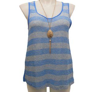 Colorswatch Ladies Sheer Tank Top With Necklace Blue Size 3XL  NWOT